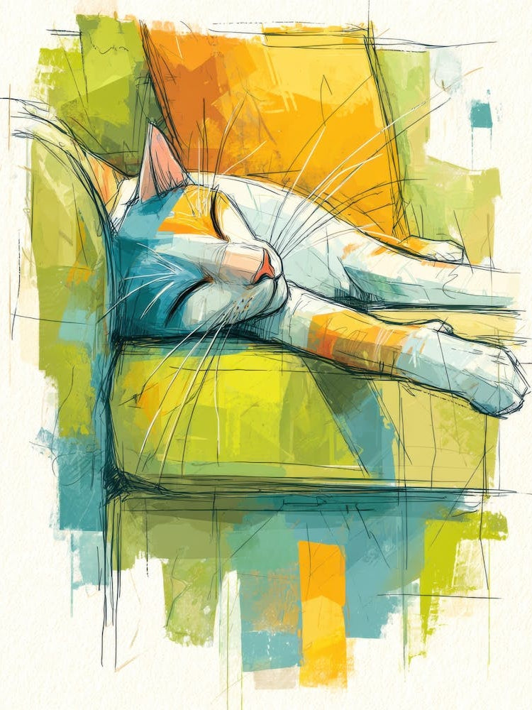 Watercolor Cat On The Couch 5