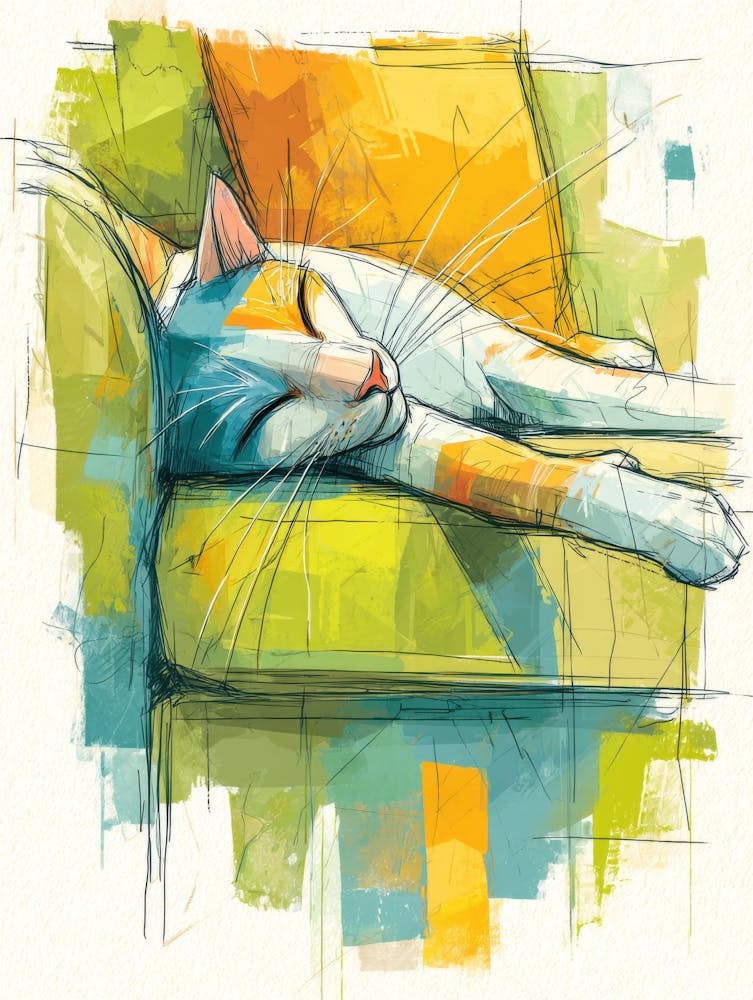 Watercolor Cat On The Couch 5