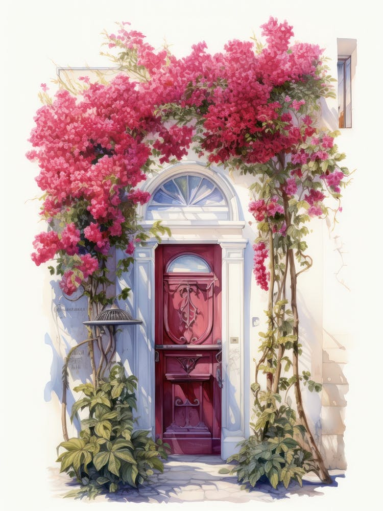 Istanbul, Türkei Mediterrane Türen Aquarellgemälde 3