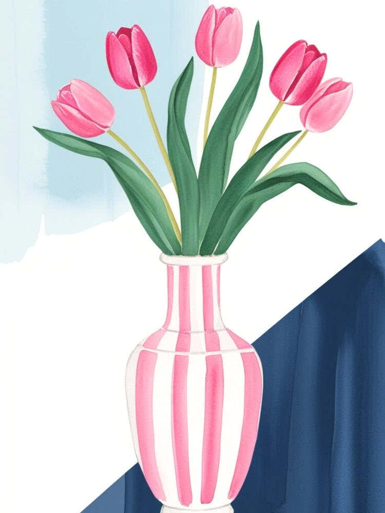 Pink Tulips In A Vase 2
