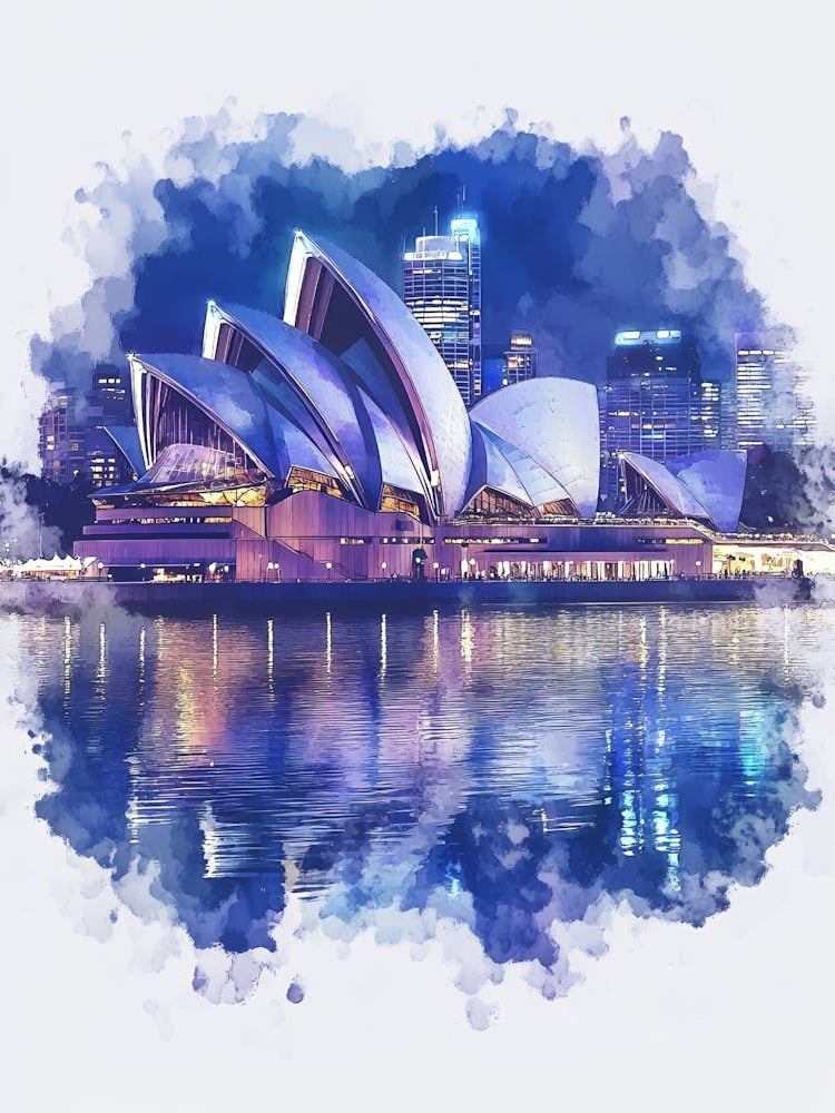 Sydney Opera House Watercolor Painting