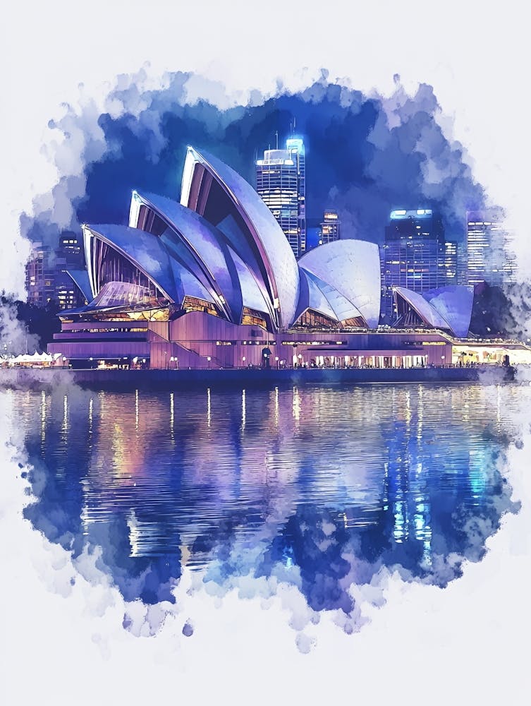 Sydney Opera House Watercolor Painting