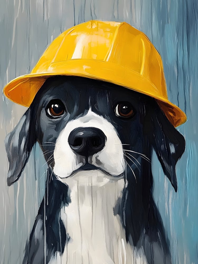 Construction Dog In Hard Hat