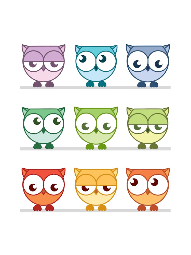 Cute Rainbow 9 Expressive Owl Nursery