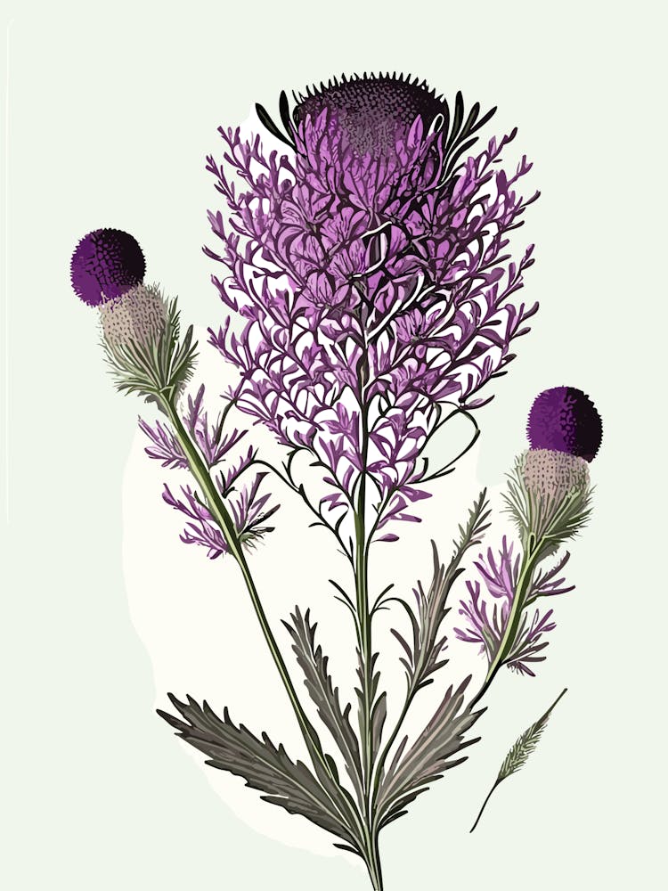 Purple Prairie Clover Wildflower Vintage Botanical