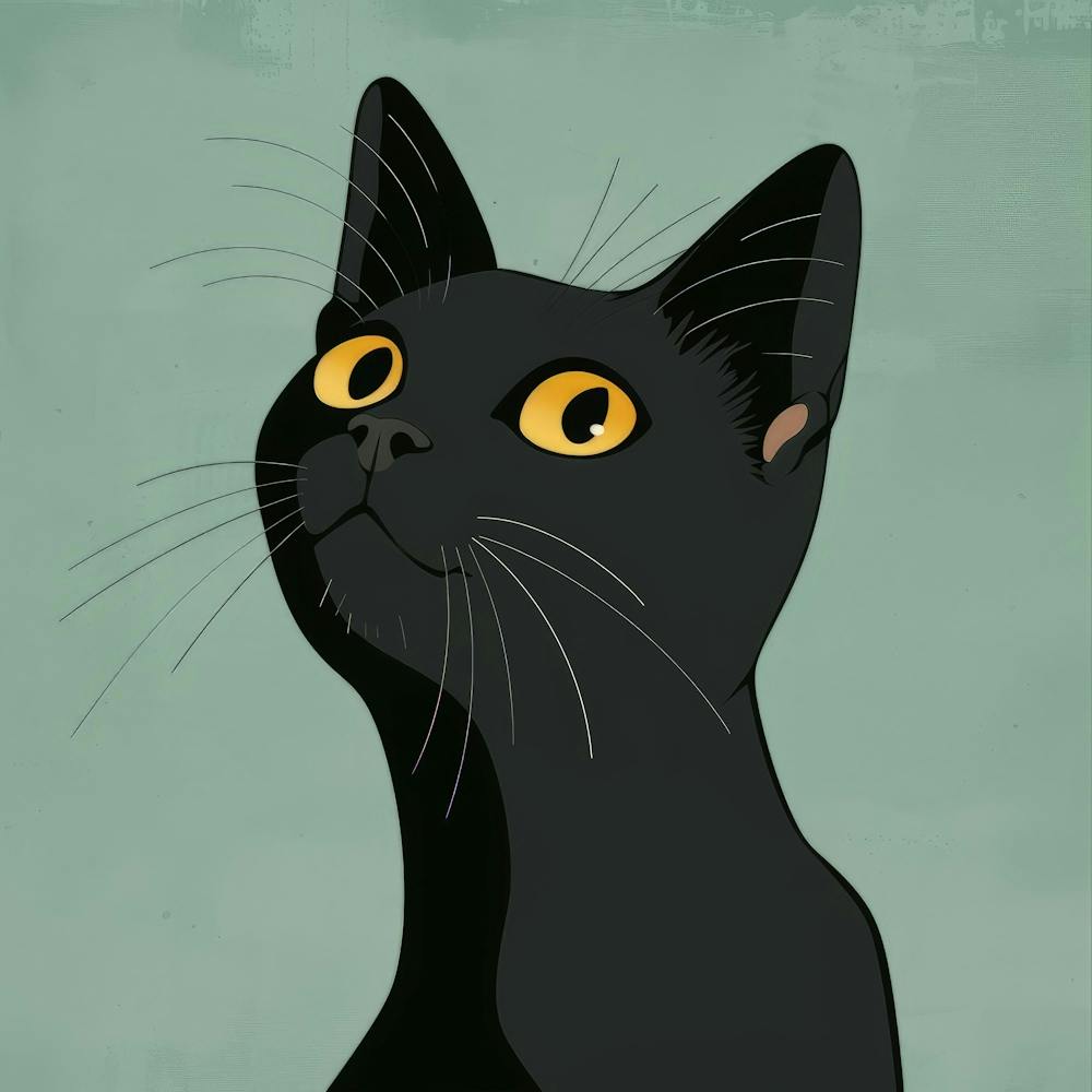 Black Cat With Yellow Eyes