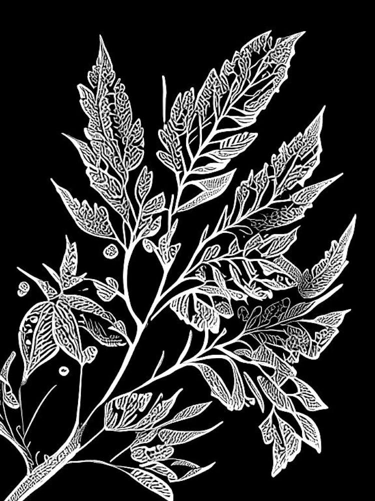 Barberry Leaf Linocut 2