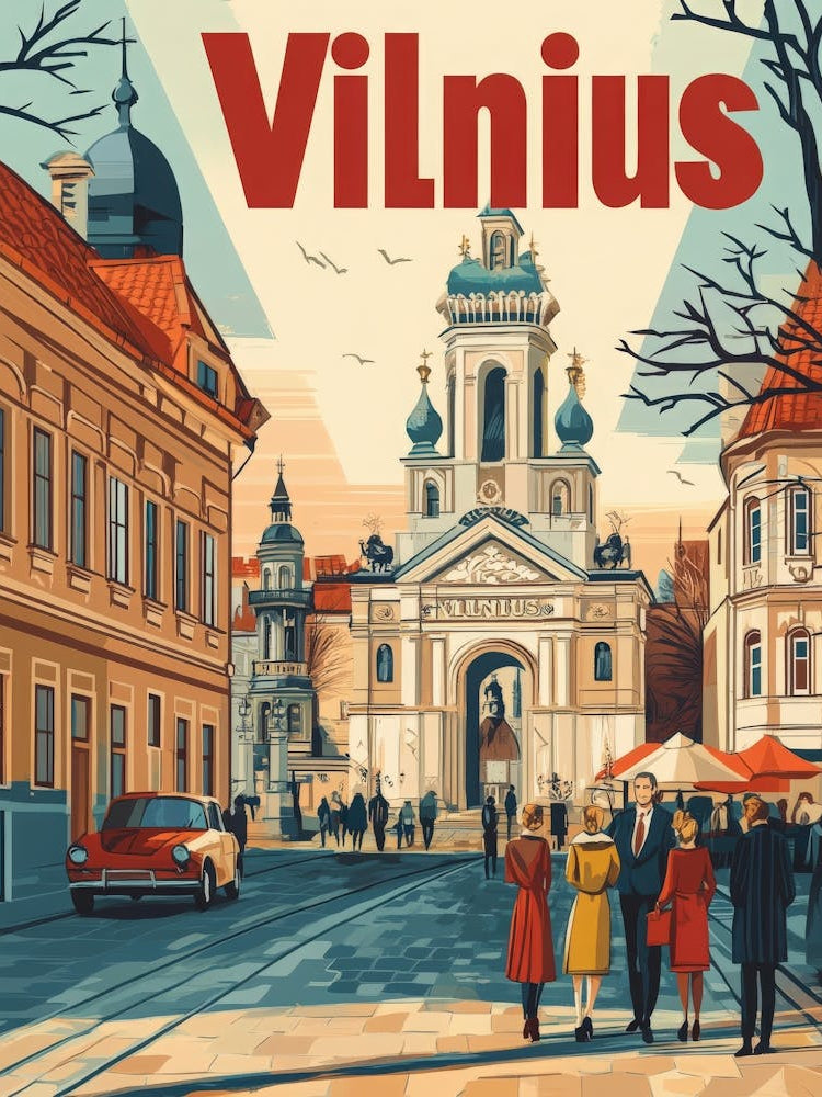 Aihrgdesign A Retro Travel Poster For Vilnius 3