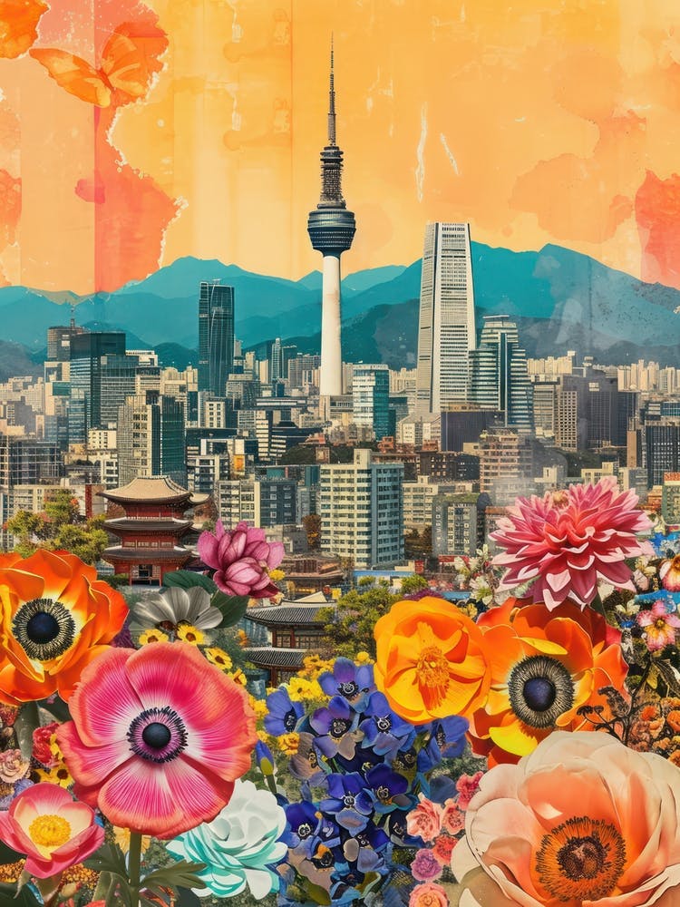 Seoul   Floral Retro Collage Style 3