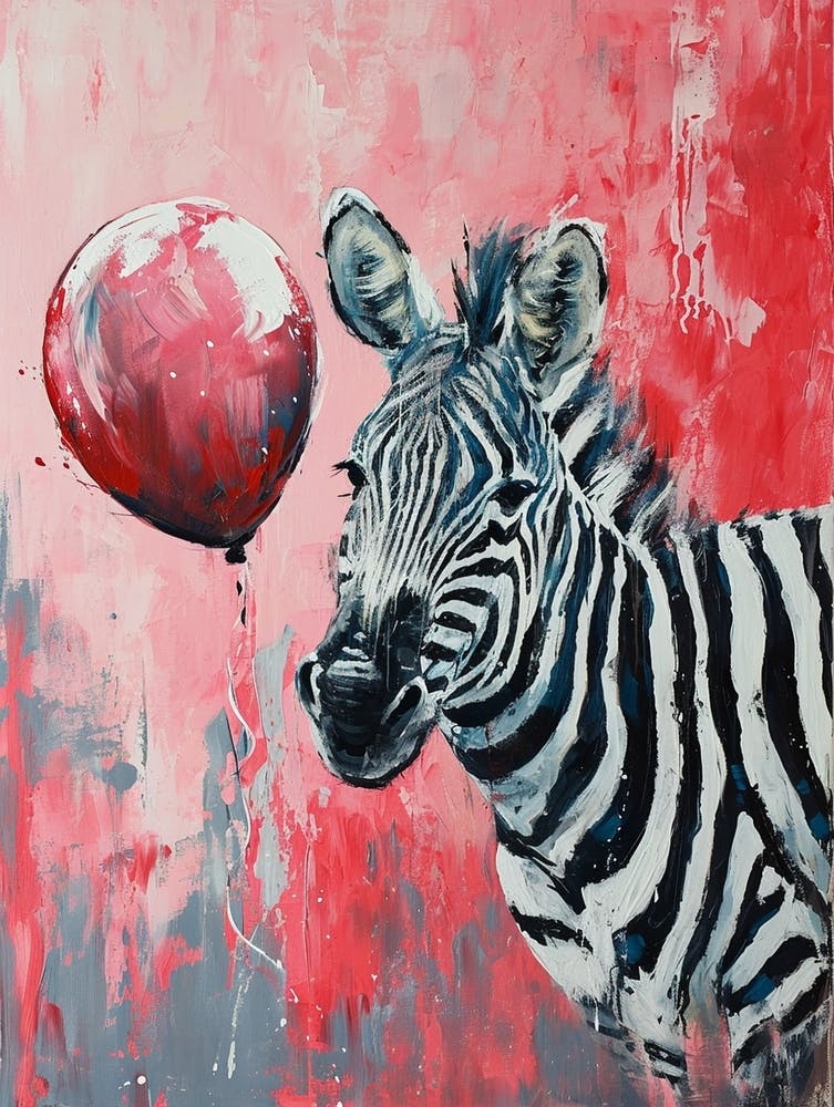 Cute Zebra 3 With Balloon