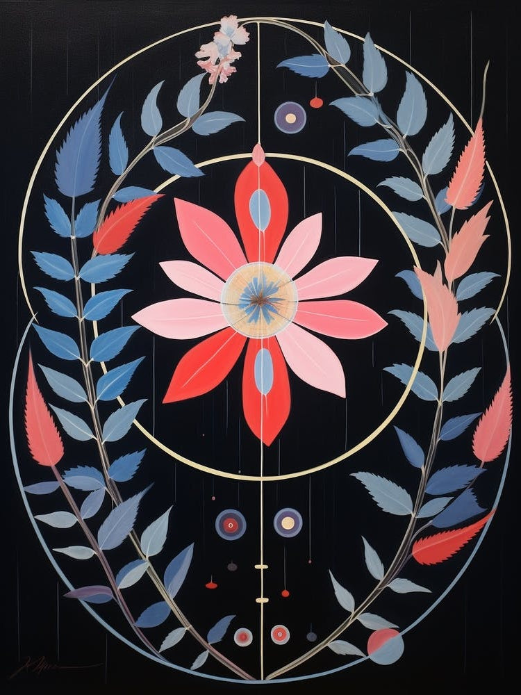 Larkspur 2 Hilma Af Klint Inspired Flower Illustration