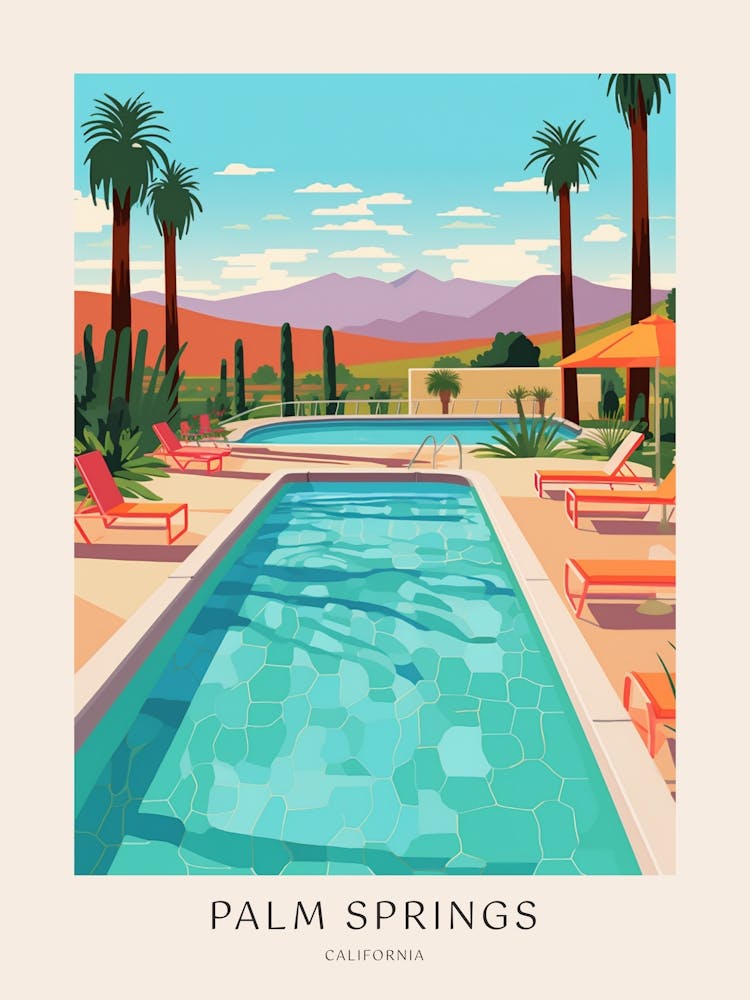 Palm Springs California 3 Midcentury Modern Pool Poster