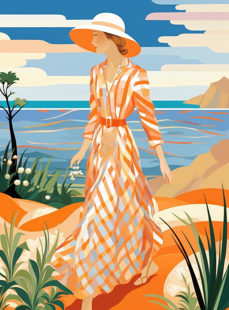Woman Walking On The Beach