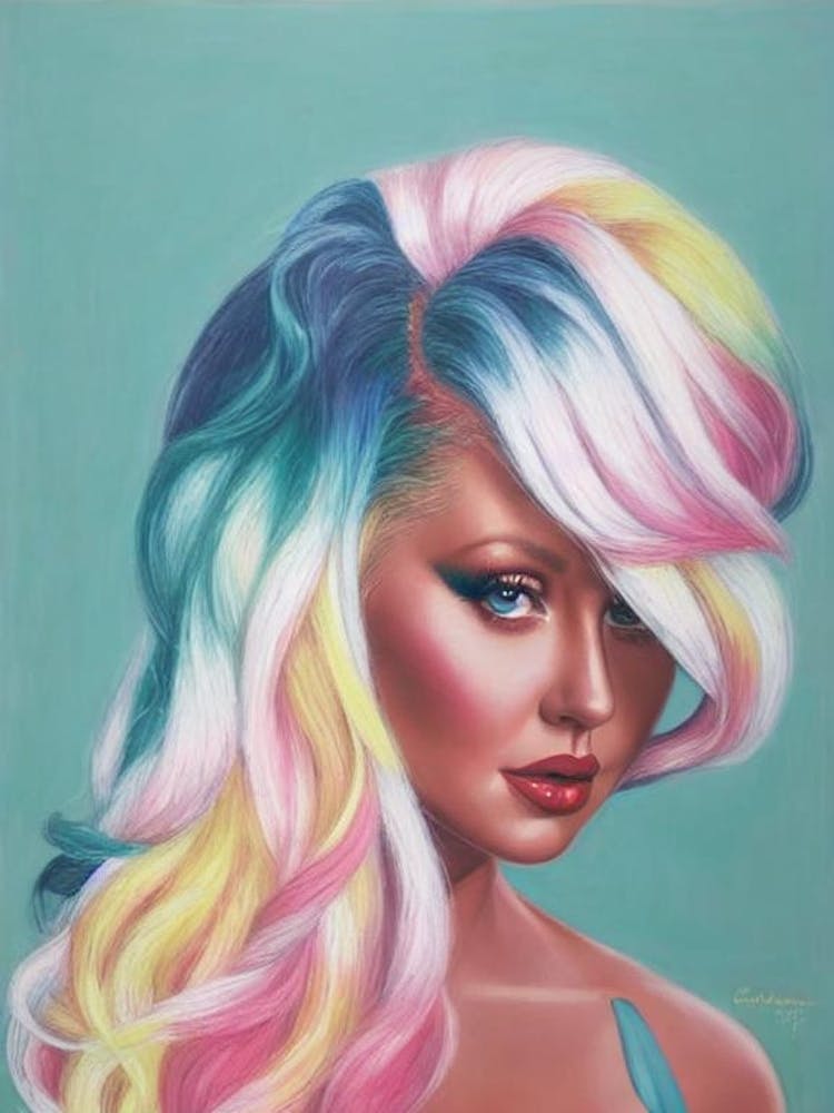 Christina Aguilera Colourful Illustration