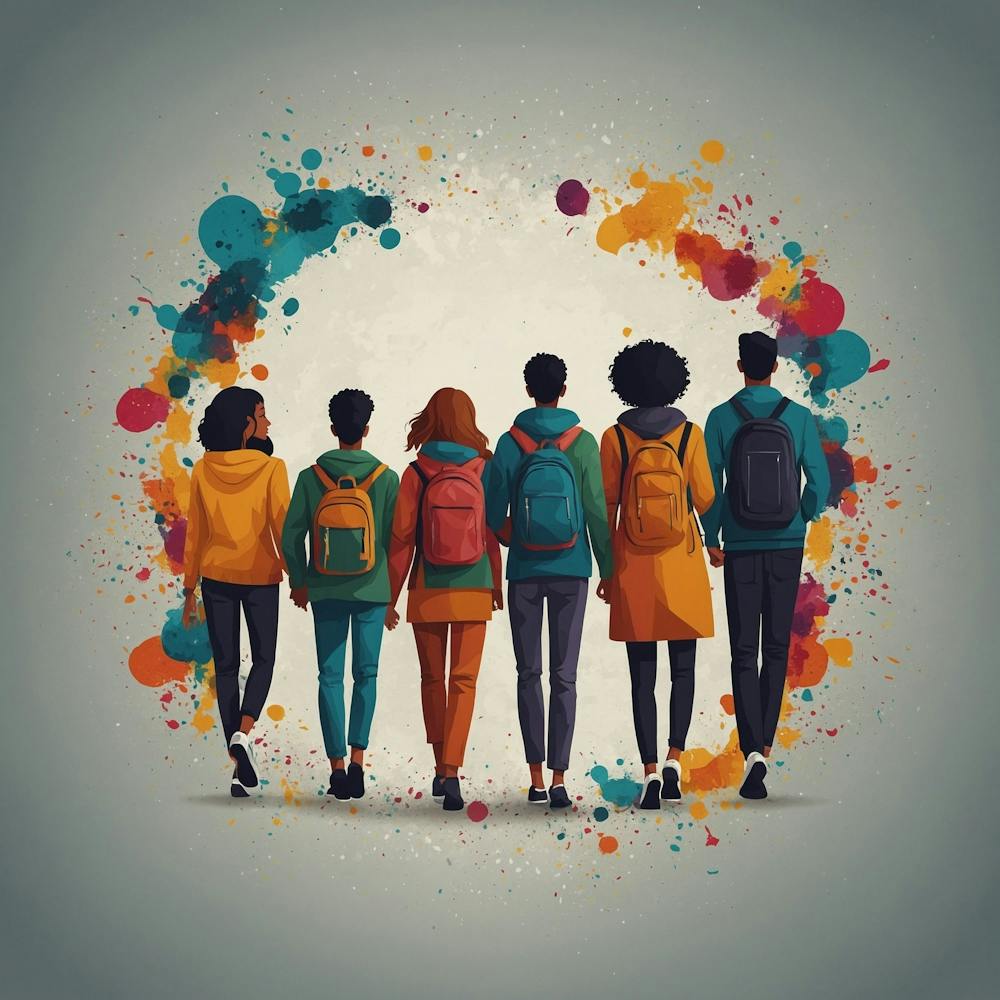 Group Of Friends With Backpacks