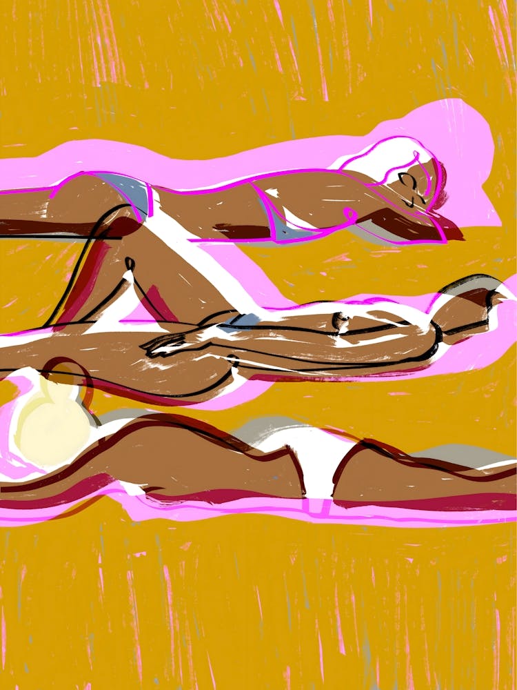 Sunbathers on Golden Sand - Summer Came Calling