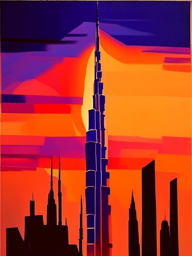 Burj Khalifa Geometric Sunset