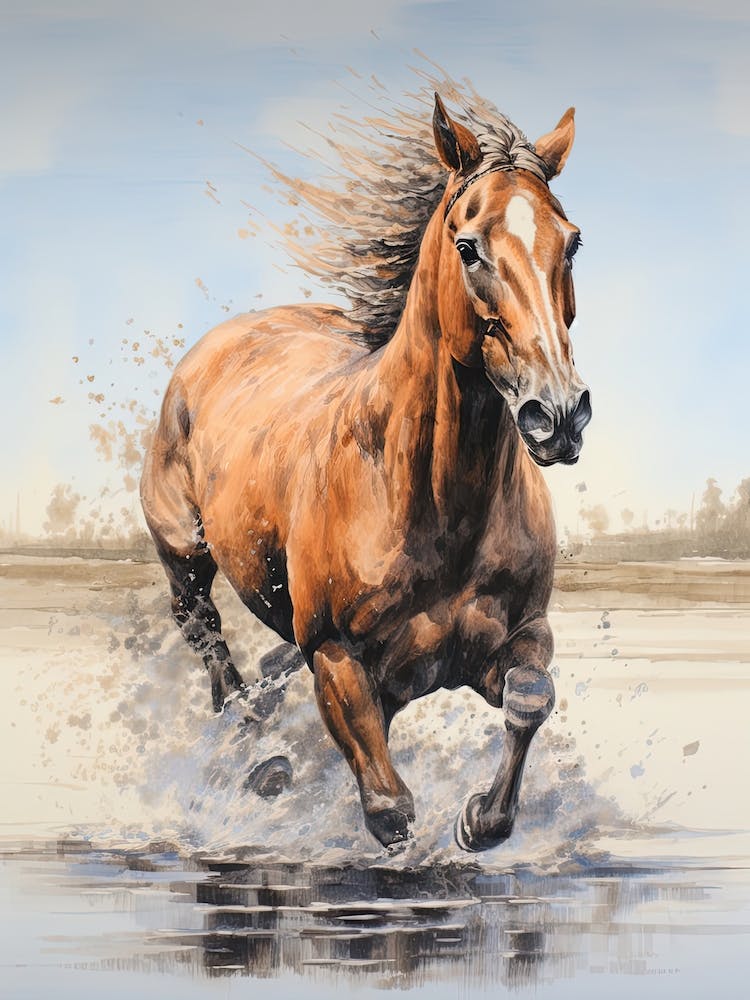A Horse Painting In The Style Of Wet On Wet Technique3