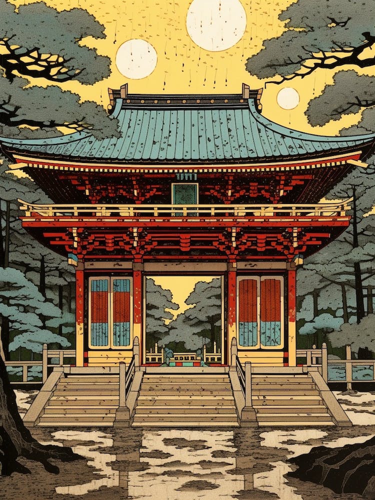 Meiji Shrine, Japan Vintage Travel Art 4