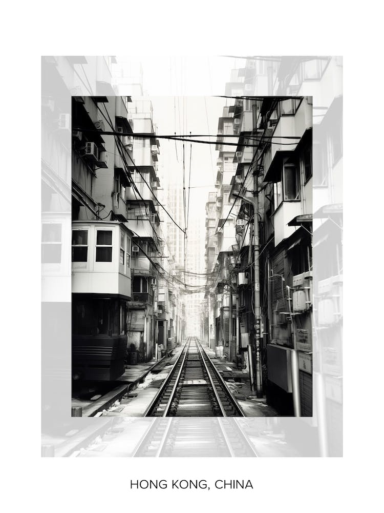 Poster Of Hong Kong, China, Black And White Old Photo 1