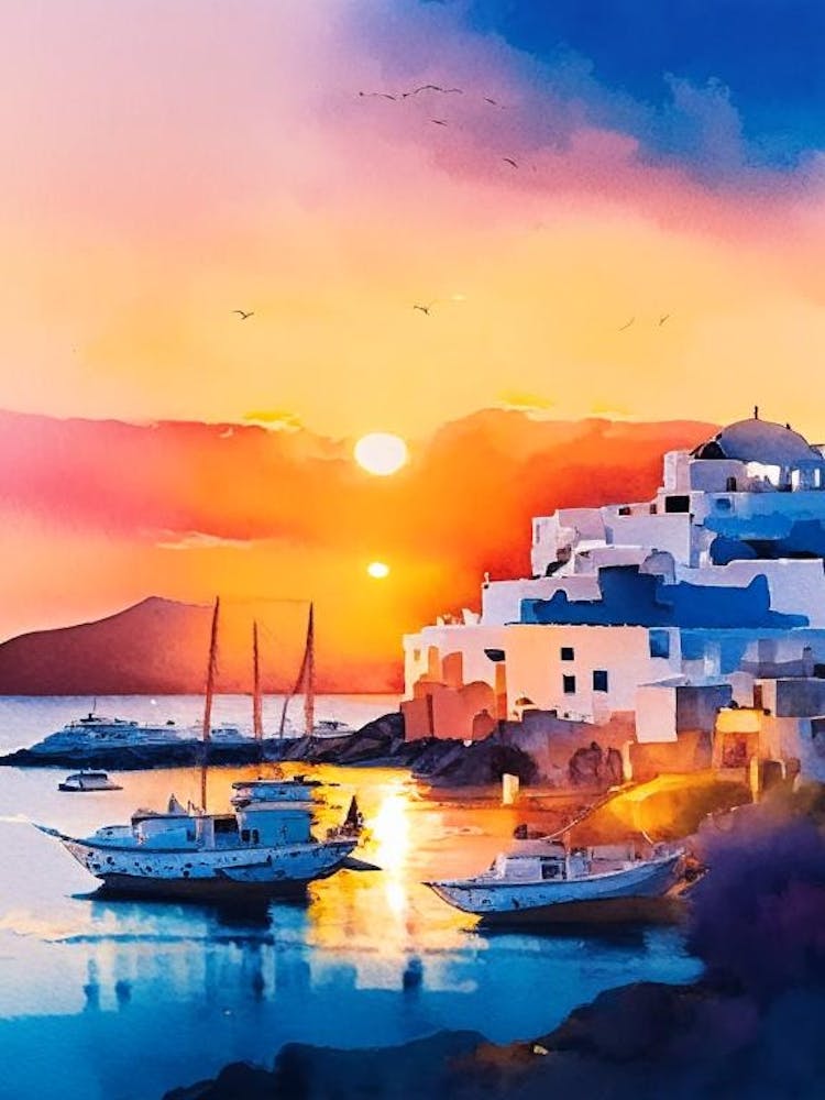 Mykonos Watercolour