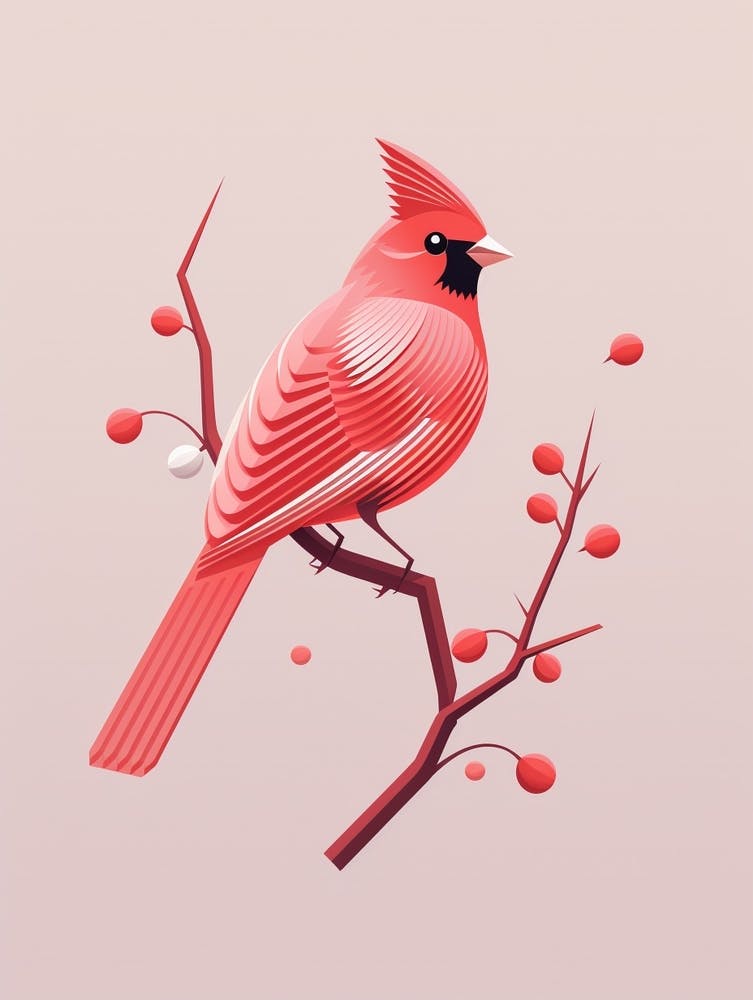 Minimalist Northern Cardinal 1 Illustration