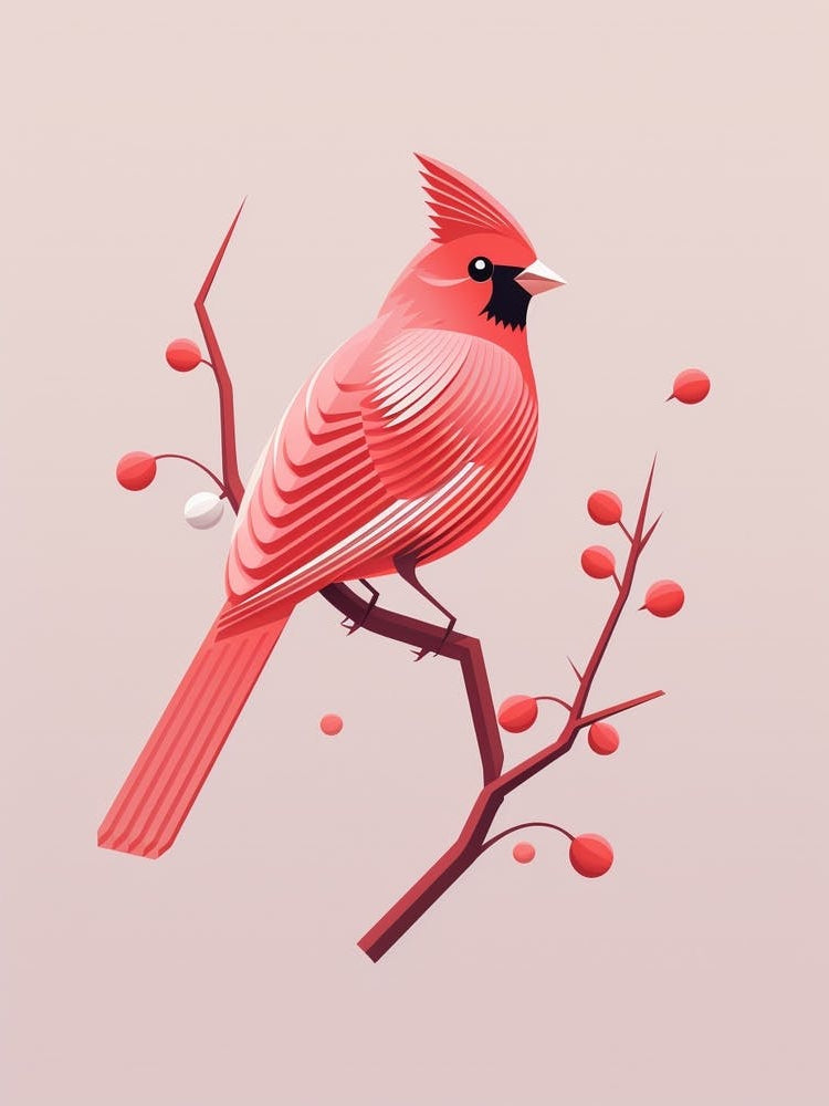 Minimalist Northern Cardinal 1 Illustration