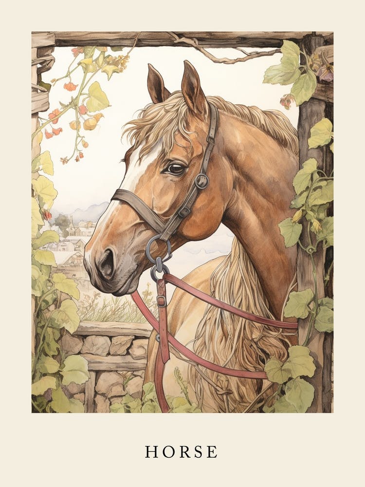 Beatrix Potter Inspired  Animal Watercolour Horse 4