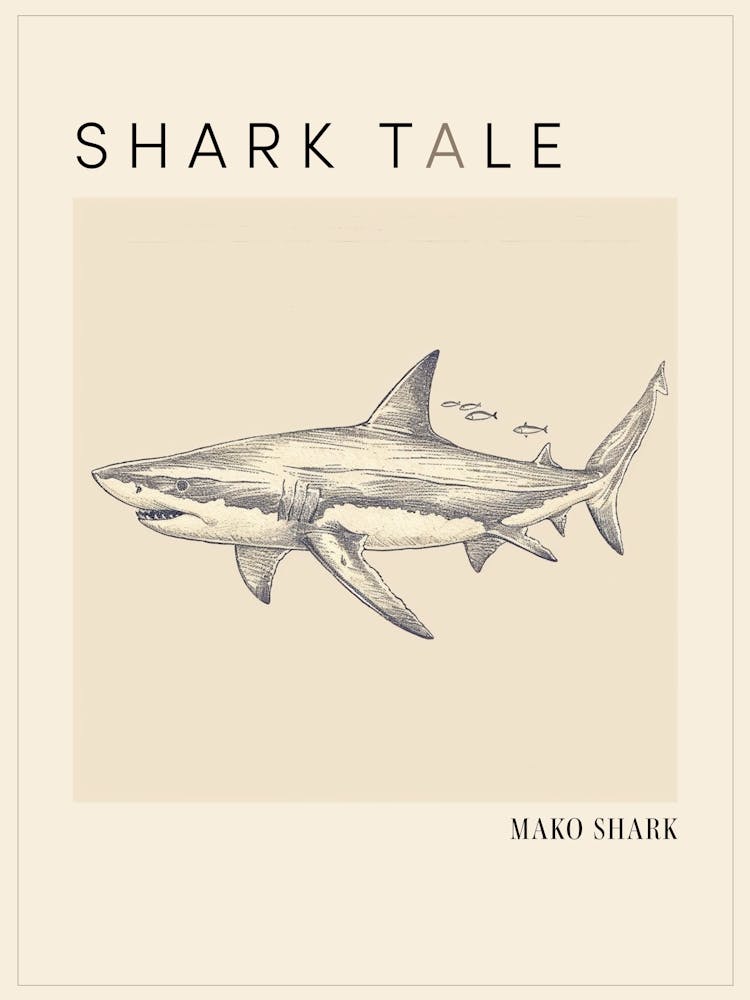 Mako Shark Vintage Illustration 4 Poster