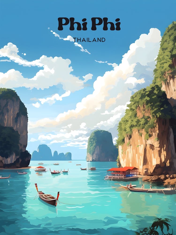 Phi Phi Thailand Reisekunst-Illustration