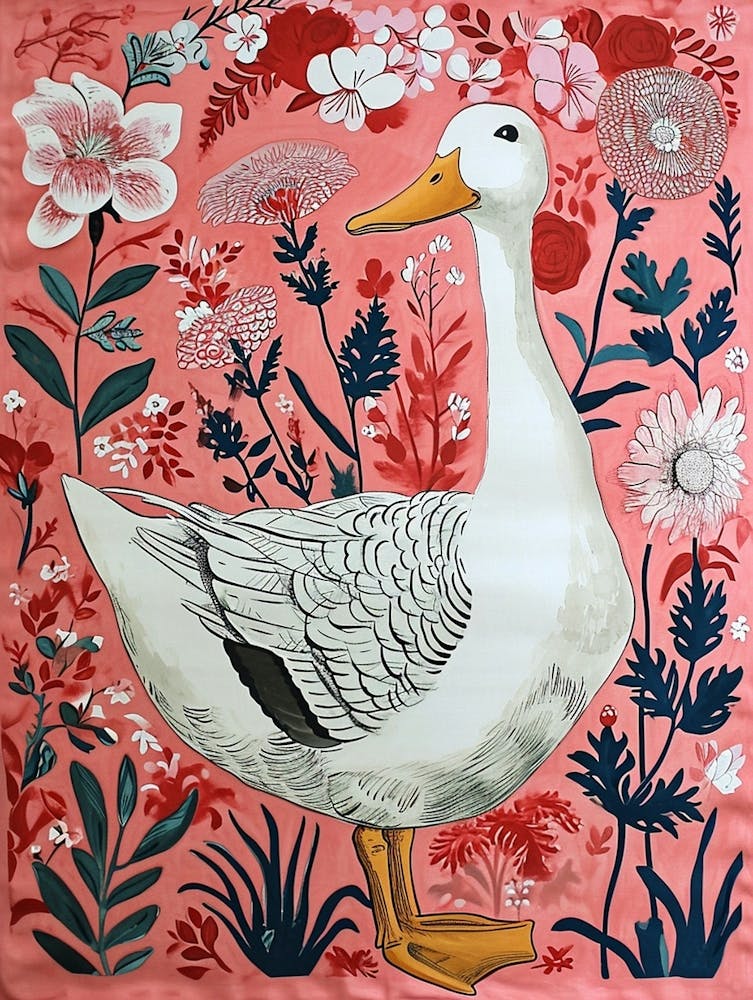 Floral Animal Painting Duck 3