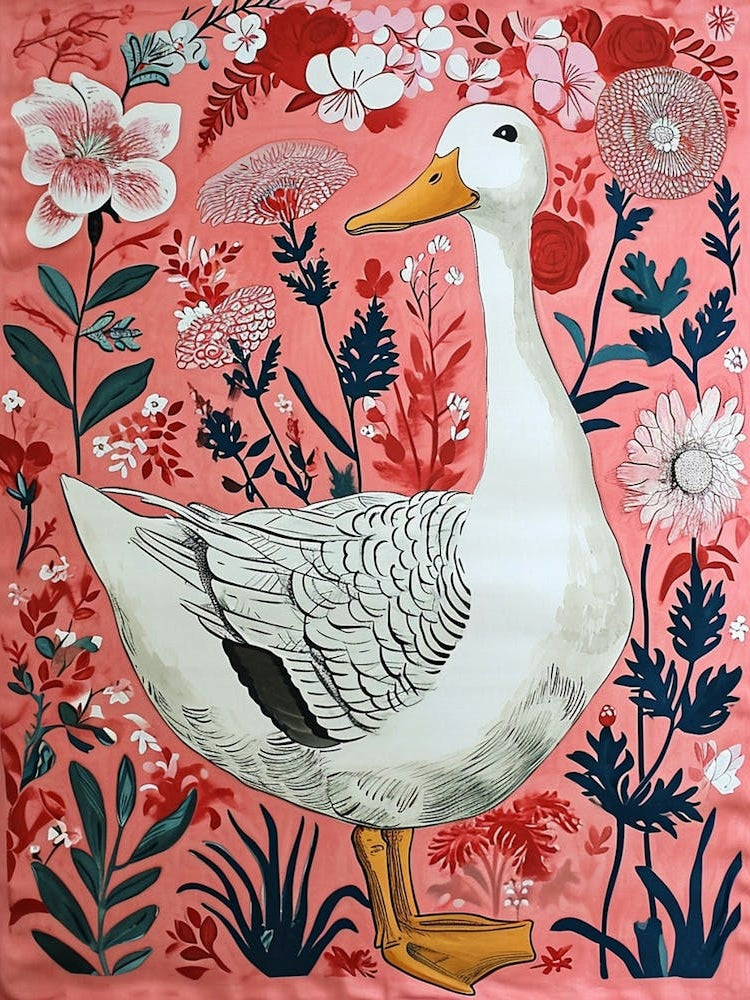 Floral Animal Painting Duck 3