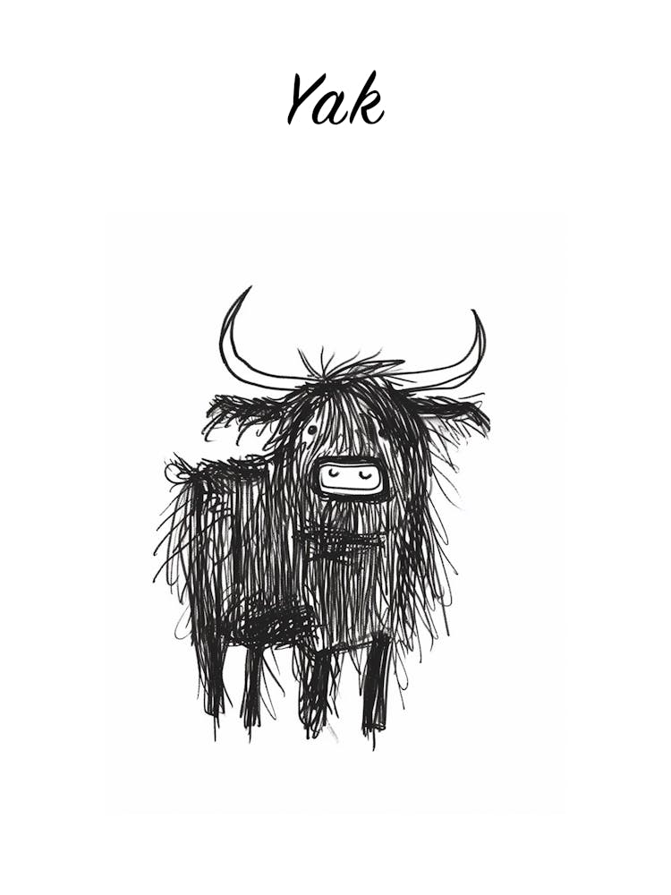 B&W Yak Poster