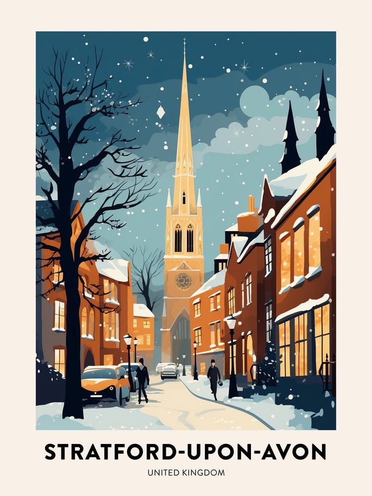 Winter Night  Travel Poster Stratford Upon Avon United Kingdom 4