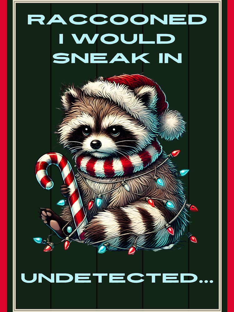 Funny Raccoon Christmas Sign