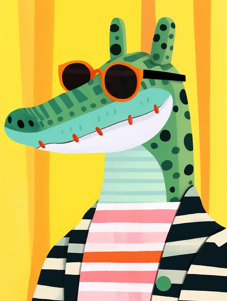 Petit Alligator 2 Portant Des Lunettes de Soleil