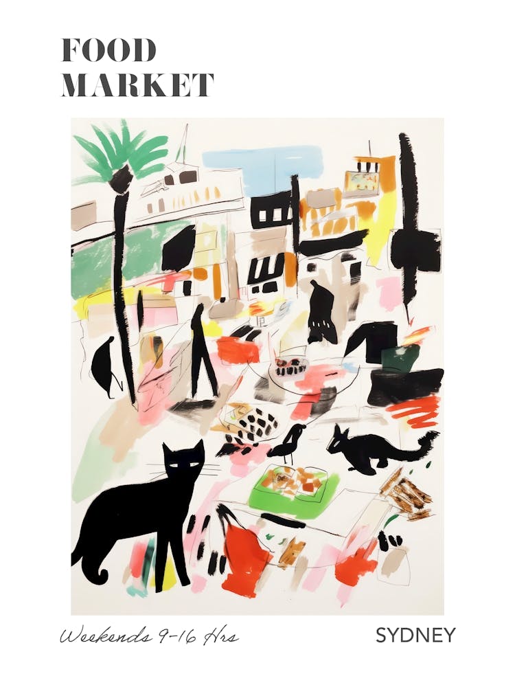 The Food Market In Sydney 2 Illustration Poster