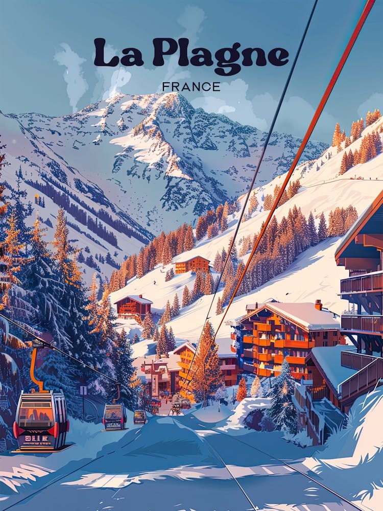 La Plagne France Winter Digital Travel Art