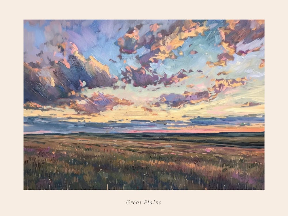 Western Sunset Landscapes Great Plains 2 Poster