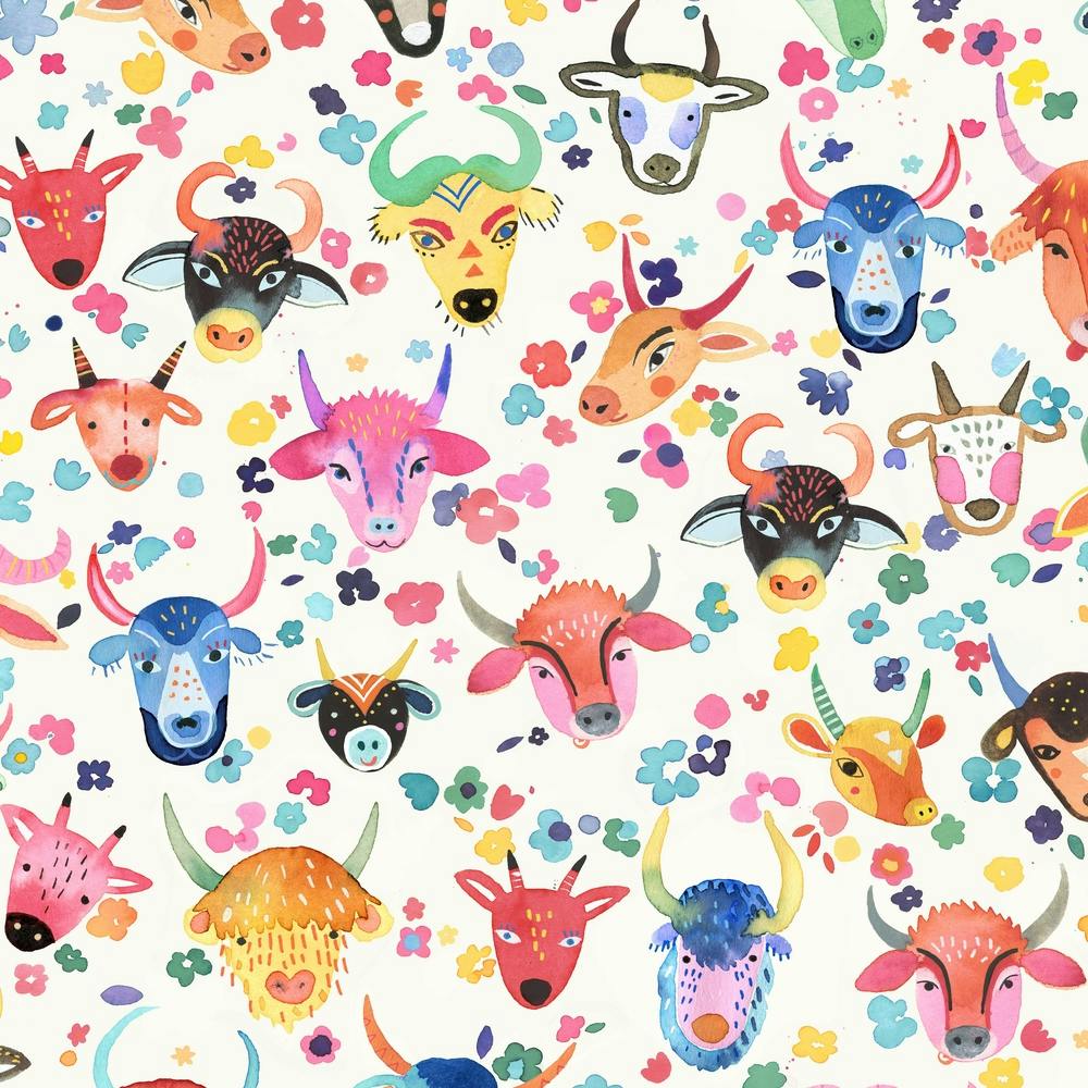 Cute Ox Farm Animals Square