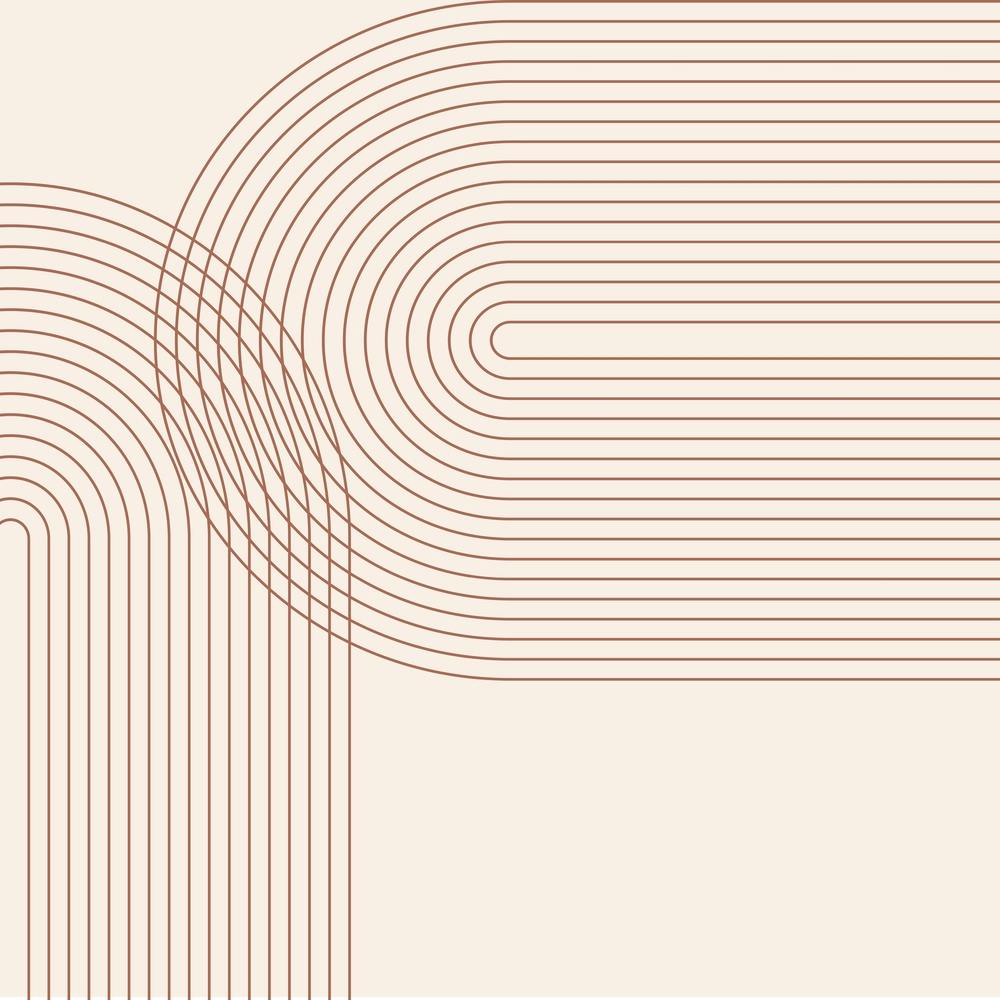 Boho Mid Century Modern Vintage Line Double Rainbow Arch 4 Square