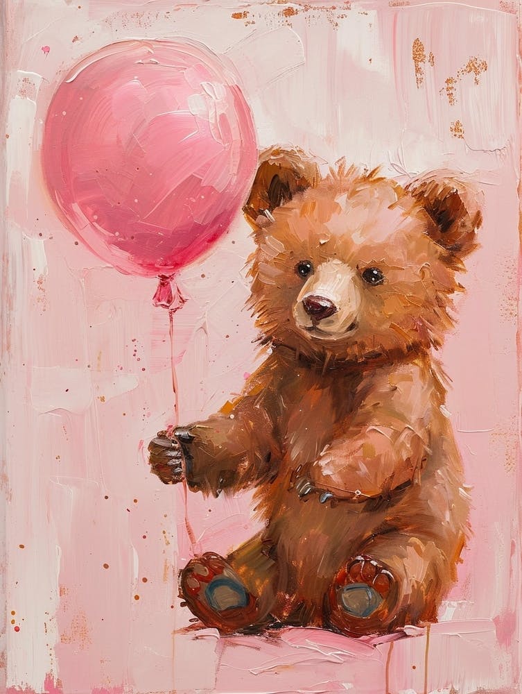 Cute Brown Bear 1 With Balloon