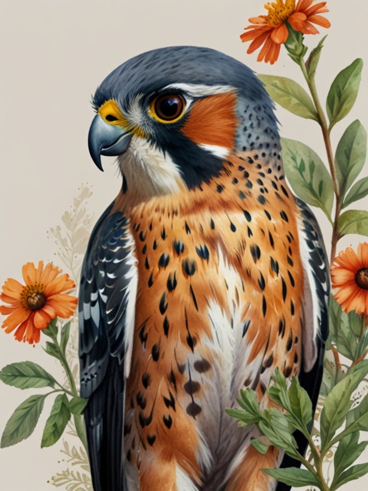 Falke mit Blume