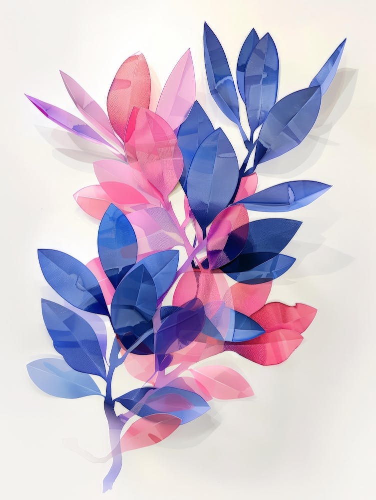 Blue And Pink Leaves 1