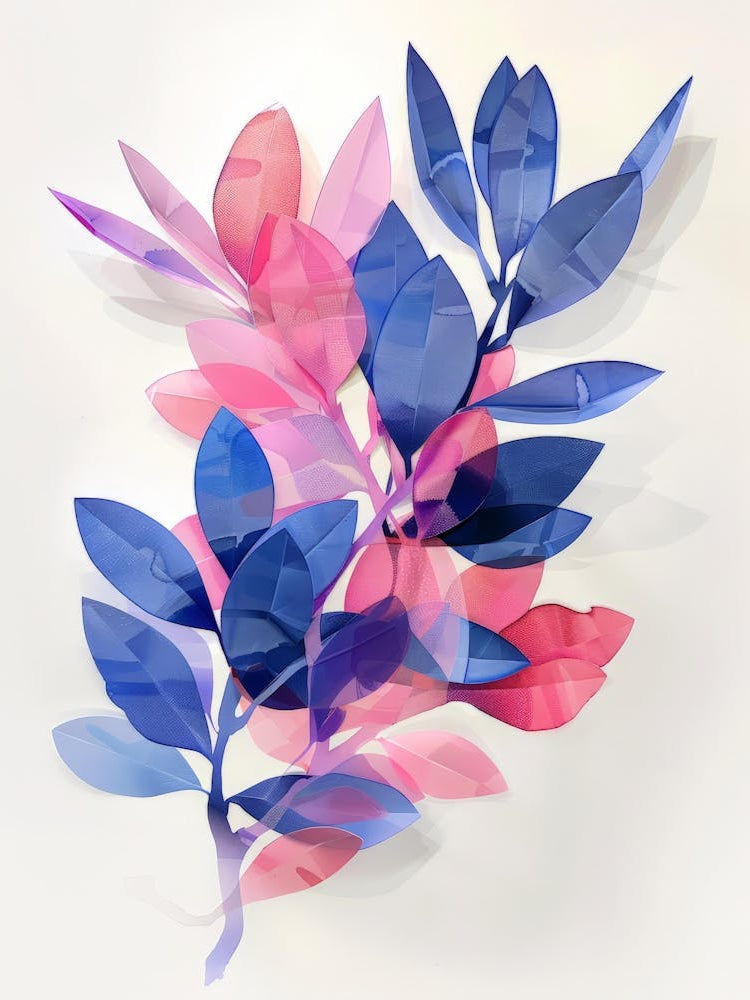 Blue And Pink Leaves 1