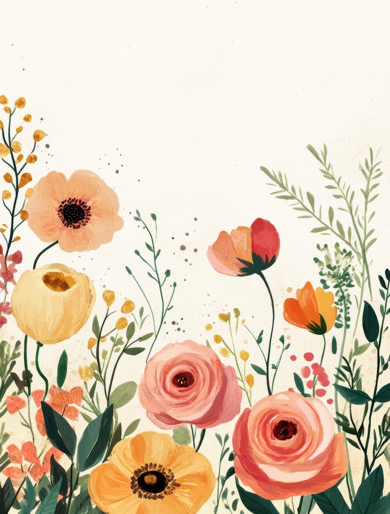 Watercolor Flowers Background 1