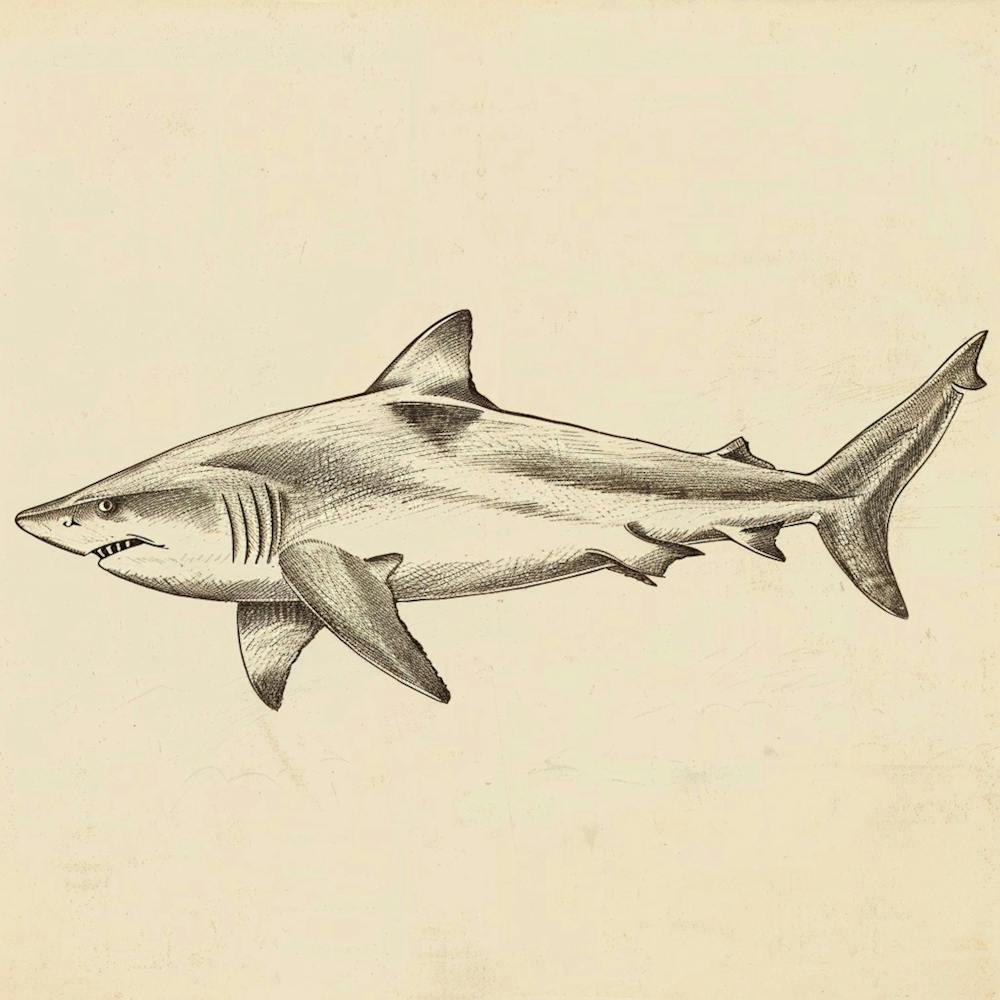 Illustration de Requin au Crayon Vintage 7