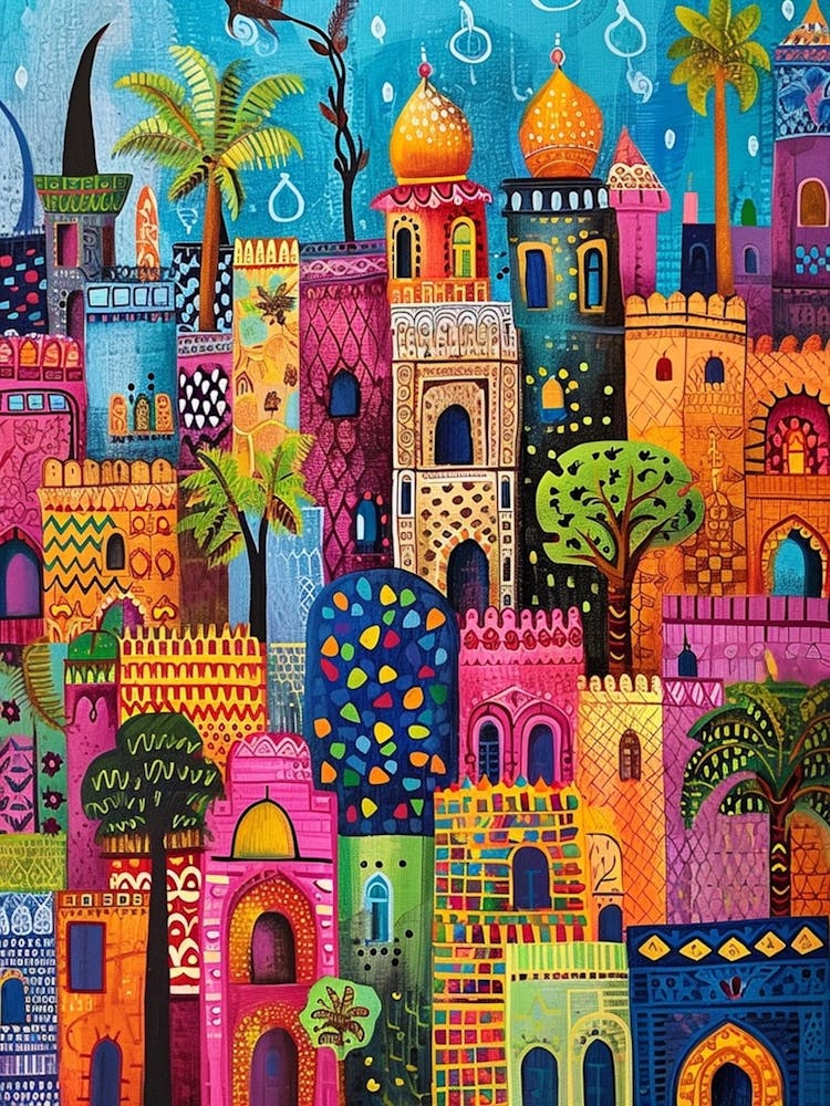 Kitsch Colourful Mumbai Cityscape 4