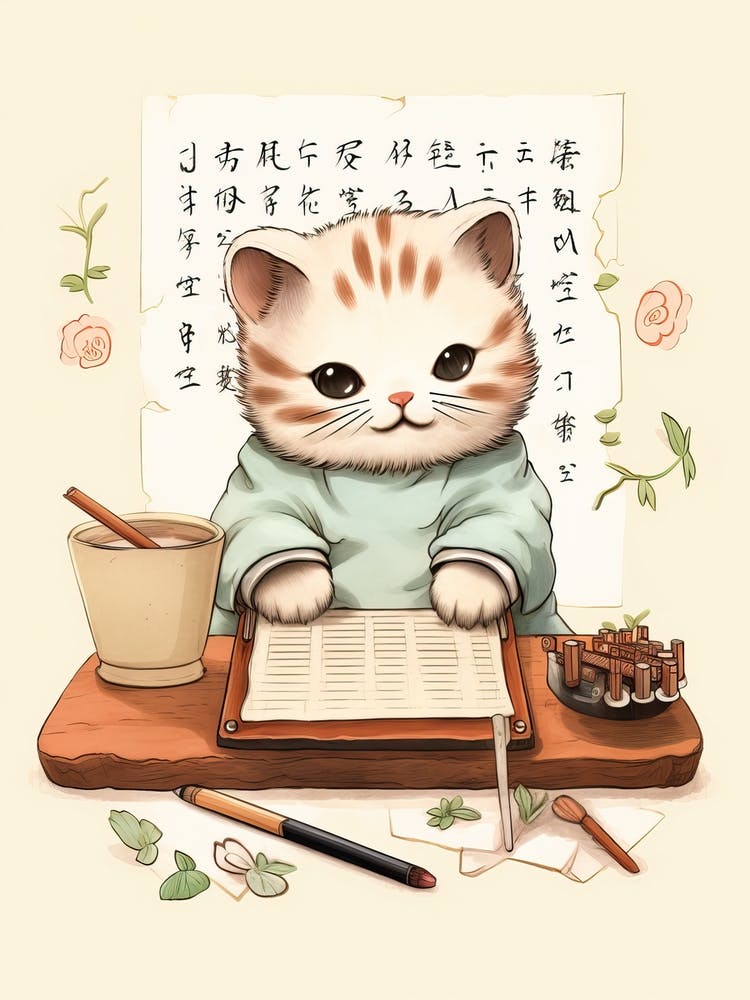 Kawaii Cat Drawings Writing 1