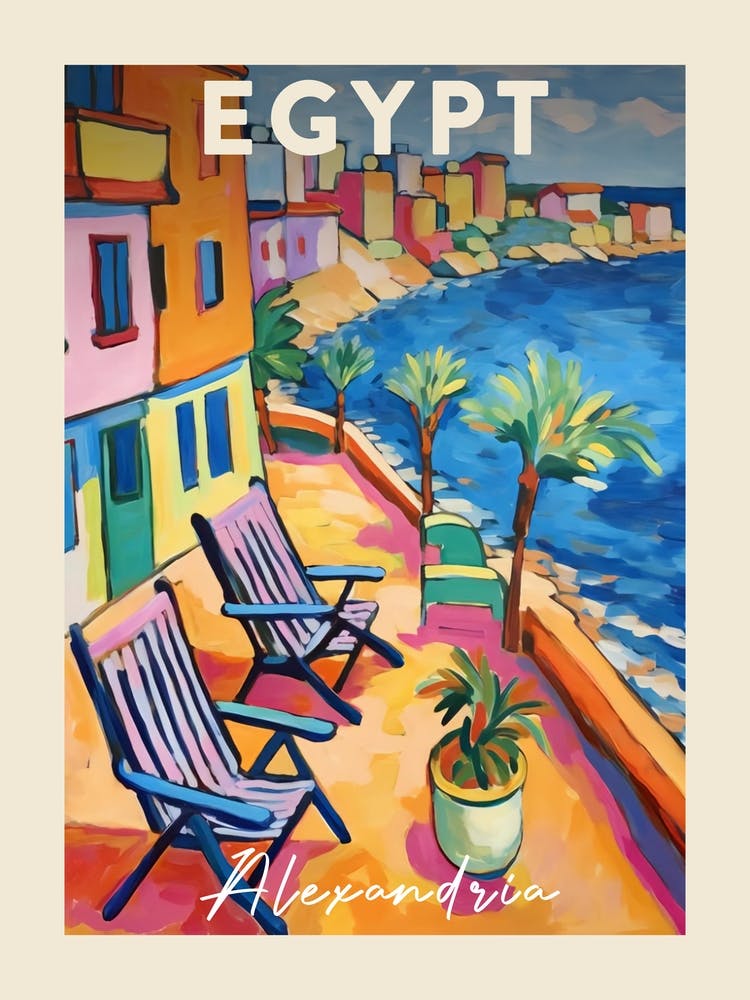 Alexandria Egypt 4 Fauvist Painting  Travel Poster